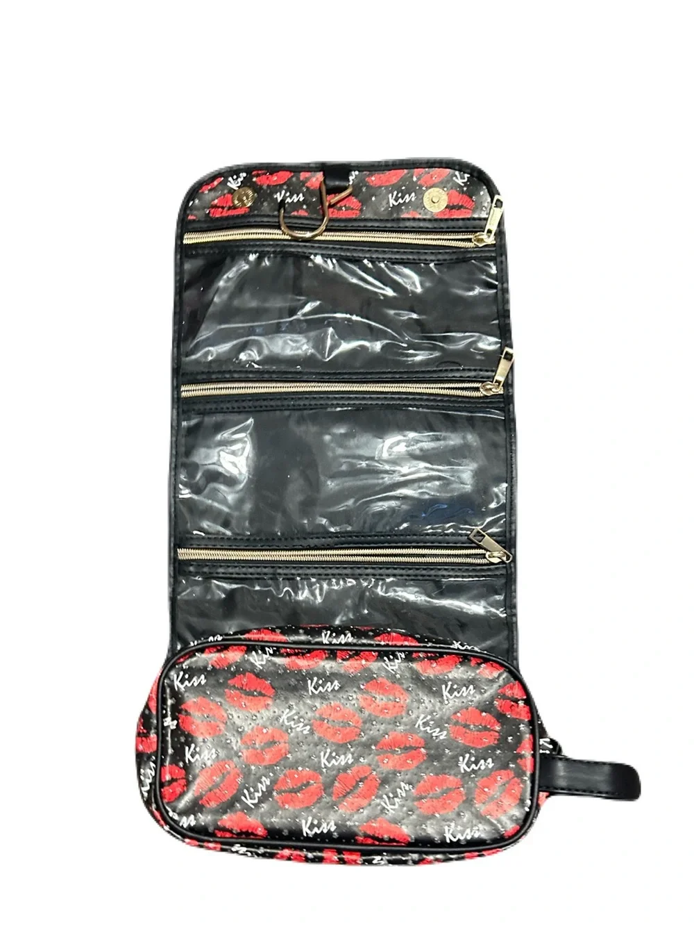 Lips Kiss Hanging Cosmetic Travel Case Folding Make up